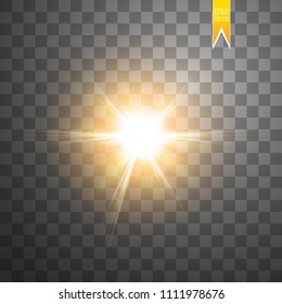 Sun isolated on transparent background. Vector illustration
