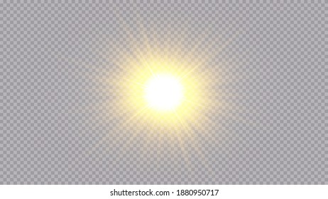 Sol aislado en un fondo transparente. Ilustración del vector