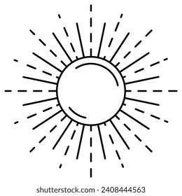 Sun isolated on a transparent. Vector illustration in outline style.