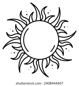 Sun isolated on a transparent. Vector illustration in outline style.