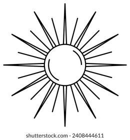 Sun isolated on a transparent. Vector illustration in outline style.