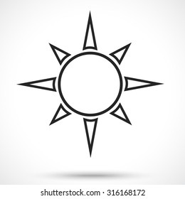 Sun isolated on white background. Sun symbol.