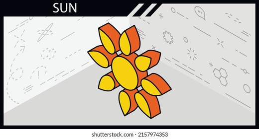 Sun isometric design icon. Vector web illustration. 3d colorful concept