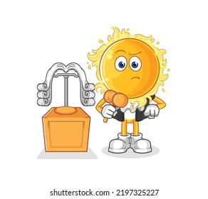 the sun judge holds gavel. character vector