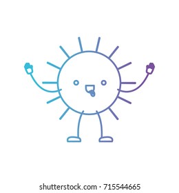 sun kawaii caricature in color gradient silhouette from purple to blue vector illustration