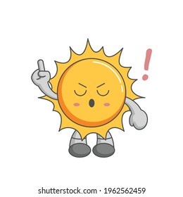 Sun kawaii character design style with one finger gesture