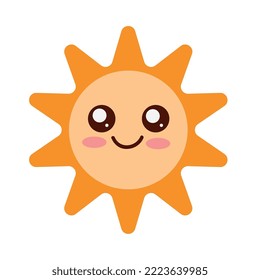 icono del carácter cómico de sun kawaii