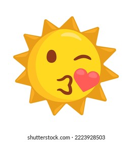 Sun Kiss Sign Emoji Icon Illustration. Love Vector Symbol Emoticon Design Clip Art Sign Comic Style.