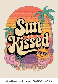 Sun Kissed - Retro Summer Vibes Streetwear t-shirt design vector