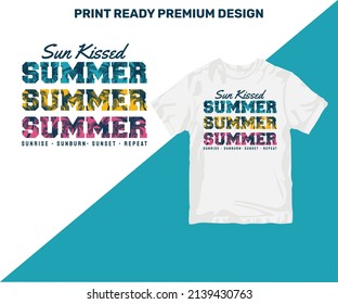 Sun Kissed Summer Sublimation SVG Vector. Summer Spring Holiday printable design for tshirt, coffee mug, wall art, decor, poster, stickers. Print-ready colorful tropical cut files for printing.