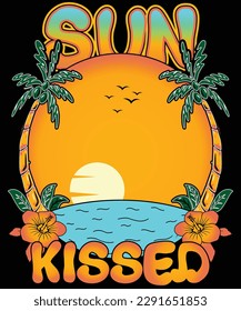 Sun kissed t shirt design vector