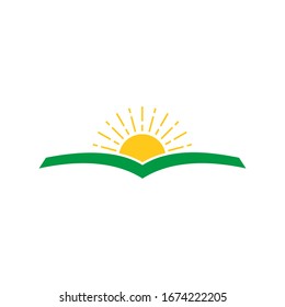 sun and land book shape natural biology education symbol logo vector
