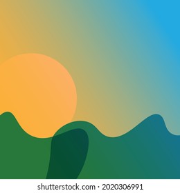 sun landscape flat design illustration vector