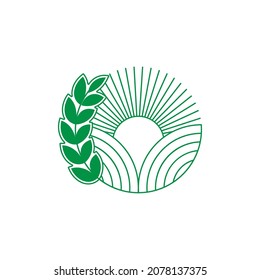 Sun landscape logo design vector template