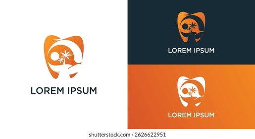 sun landscape logo vector dentist or dental company logo design with sun landscap