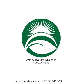 Sun leaf abstract logo vector