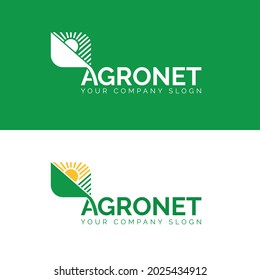 Sun leaf agro green yellow logotype