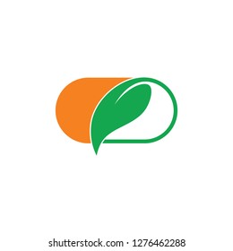 sun and leaf capsule natural therapy symbol logo