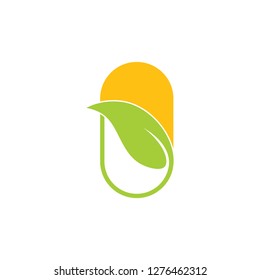 sun and leaf capsule natural therapy symbol logo