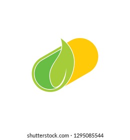 sun and leaf capsule natural therapy symbol logo