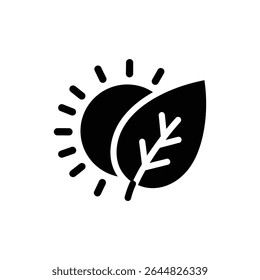 Sun and Leaf Icon Aligned in Eco Friendly Harmony