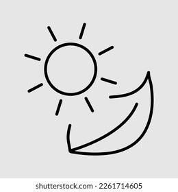 Sun and leaf. icon line style isolated on white background..eps