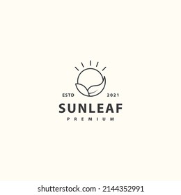 Sun Leaf Icon Sign Symbol Hipster Vintage Logo Design Vector Illustration