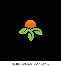 SUN and LEAF icon vector element.