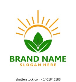 sun and leaf landscape logo idea