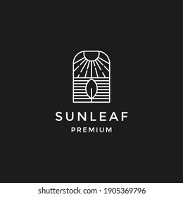 Sun-Blatt-Logo, Geschäftsvorlage, Vektorsymbol auf schwarzem Hintergrund.