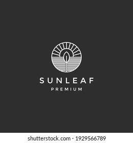 Sun leaf logo business template vector icon on black background