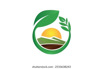 sun for leaf logo design for real state design