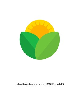 Sun Leaf Logo and Icon