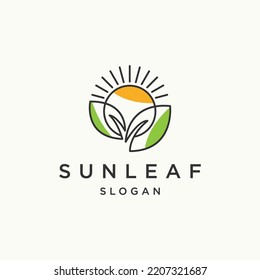 Sun Leaf Logo Icon Design Template 