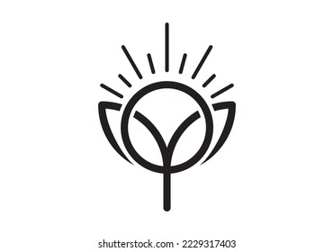 sun leaf logo. modern simple abstract vector design.