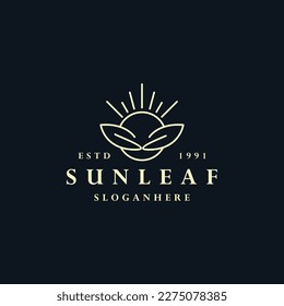 Sun leaf logo style icon design template .