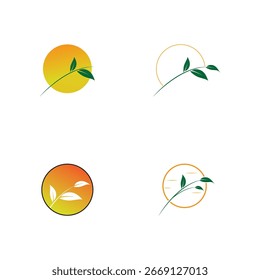 sun leaf logo vector desighn