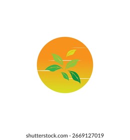 sun leaf logo vector desighn