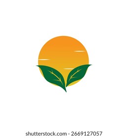 Diseño de Vector de logotipo de hoja de sol