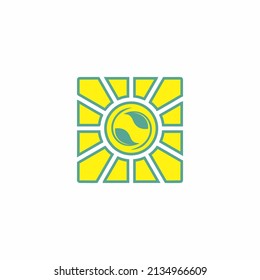 sun and leaf logo vector, suitable use as icon, symbol, logo to describe go green, renewable, and environmentally friendly energy