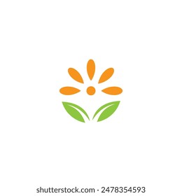 sun leaf logo vector template art design