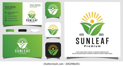 vector de diseño del logotipo de la naturaleza de la hoja de sol