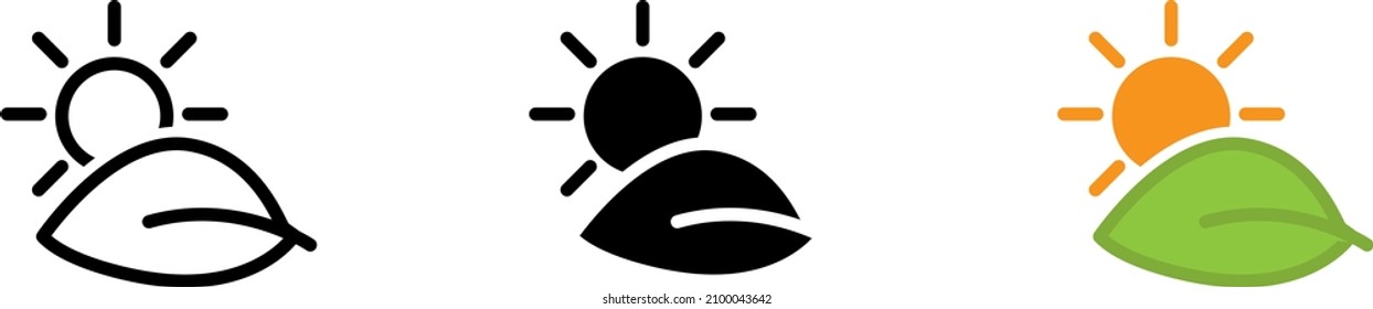 Sun and leaf , Photosynthesis icon , vector