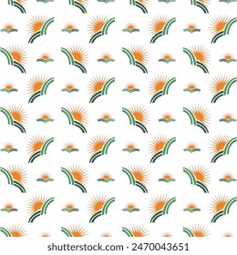Sun and leaf stellar trendy multicolor repeating pattern vector illustration design