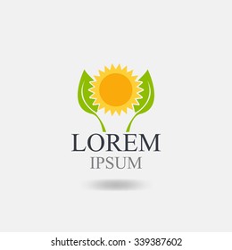 Sun and Leaf. Vector Image.