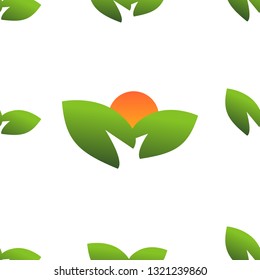 sun leave green seamless pattern