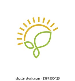 Sun Leaves Vector Icon Logo