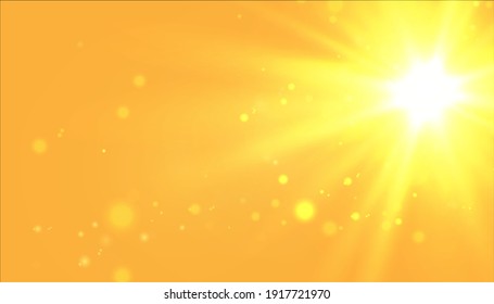 sun with lens flare abstract vector summer yellow rays background