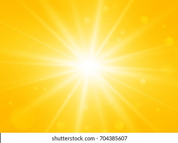 sun with lens flare abstract vector summer yellow rays background