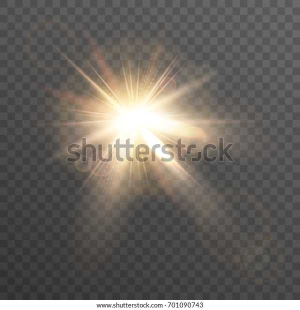 太陽 レンズフレア 透明な背景に分離型のライトエフェクト のベクター画像素材 ロイヤリティフリー